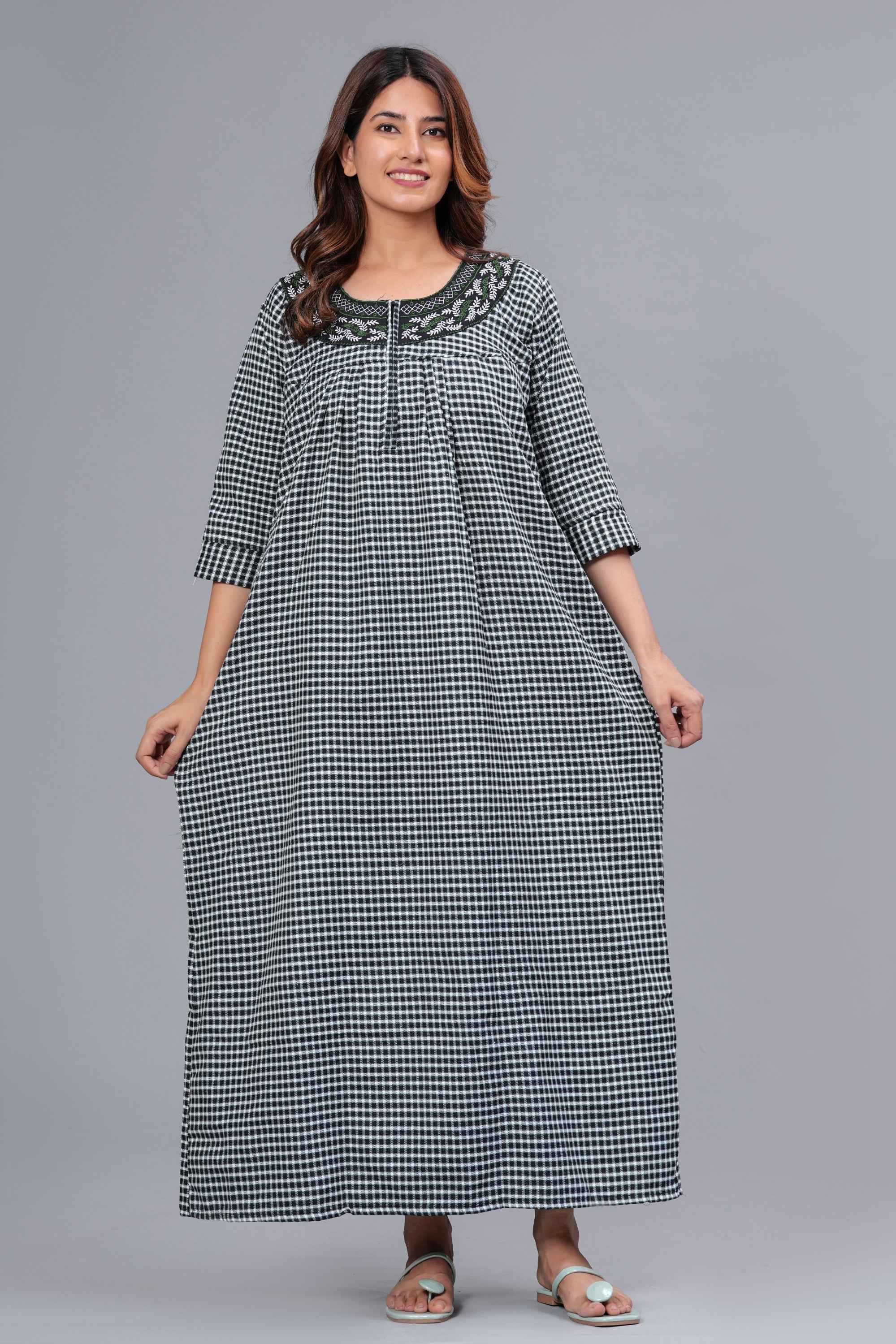 Women’s Cotswool Printed Nightdress | Full Length Elegant Lounge Wear
