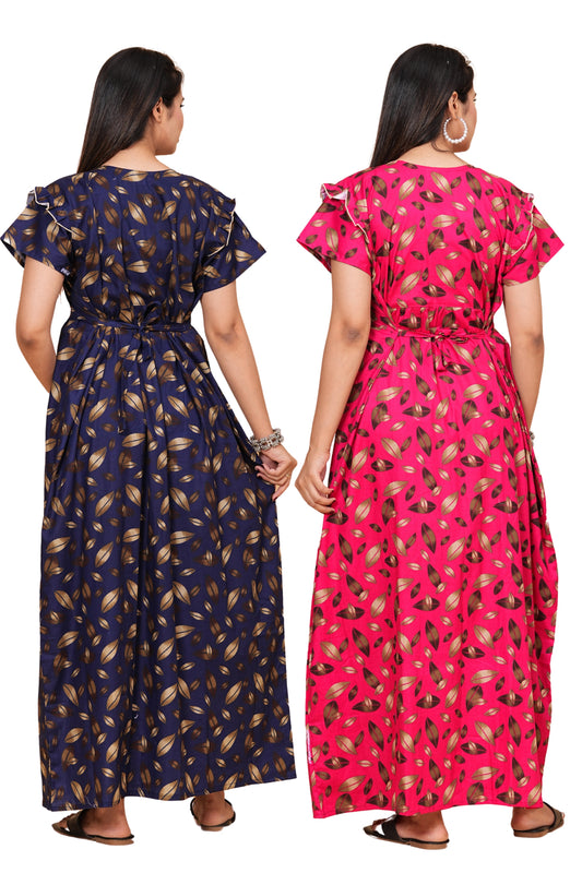 Women's Cotton Floral Print Maxi Nightgown (Combo)