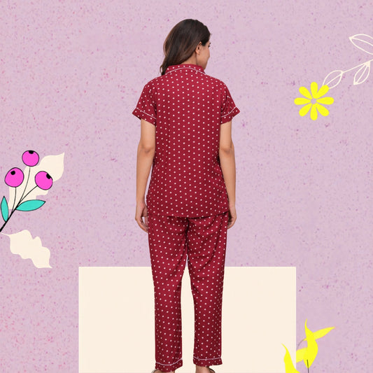 Rayon Polka Dot Night Suit Set