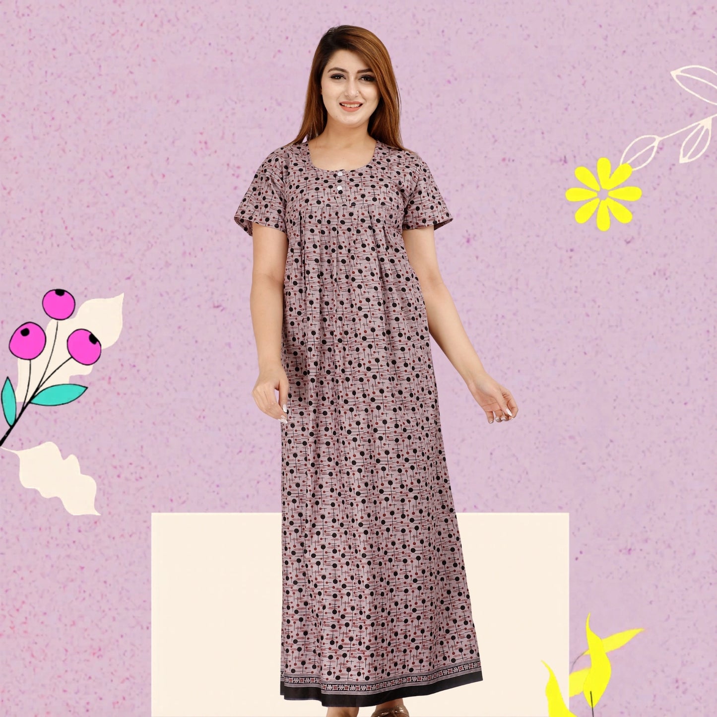 Women’s Cotton Jaipuri Nighty Combo Pack of 2