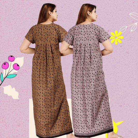 Women’s Cotton Jaipuri Nighty Combo Pack of 2