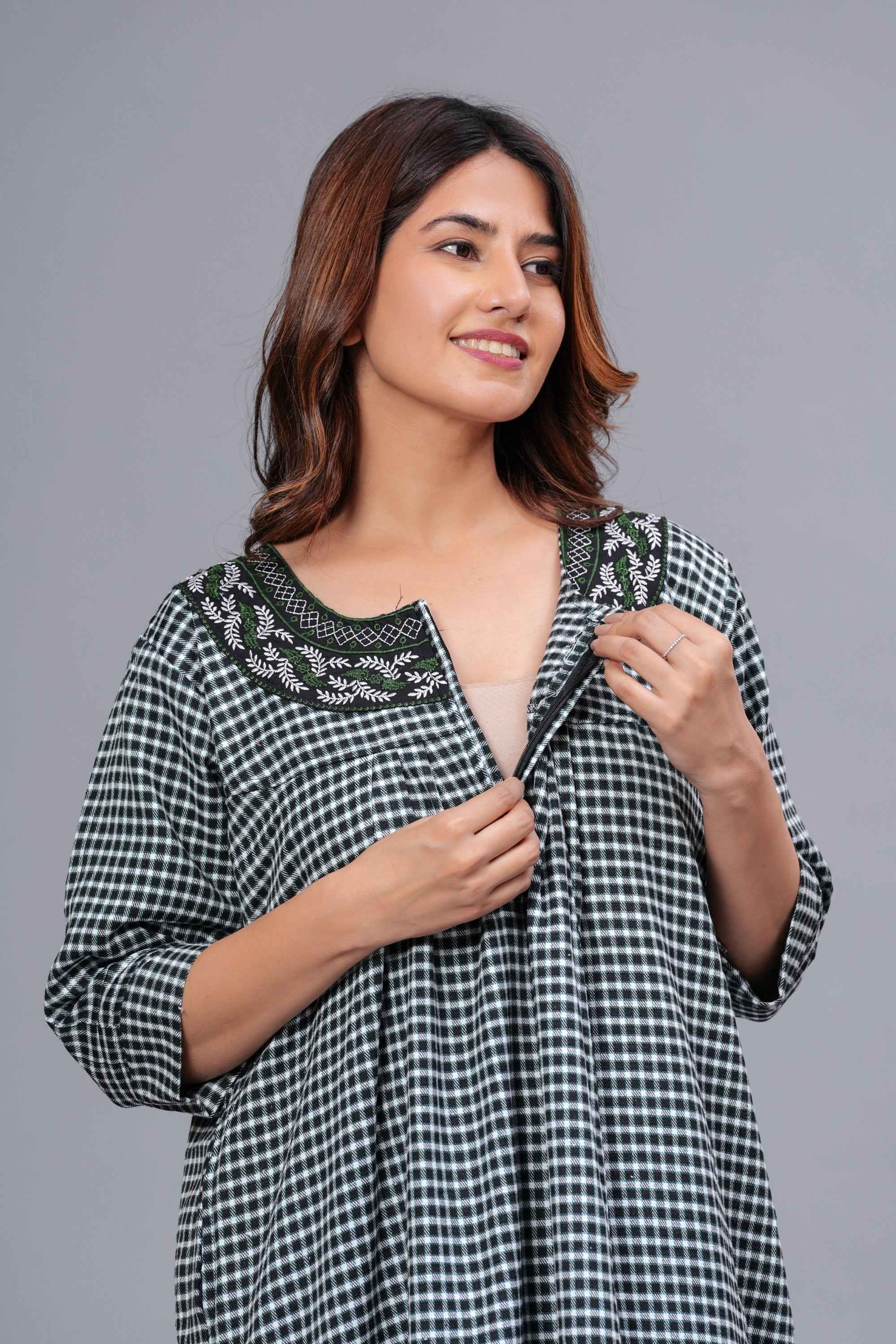 Women’s Cotswool Printed Nightdress | Full Length Elegant Lounge Wear