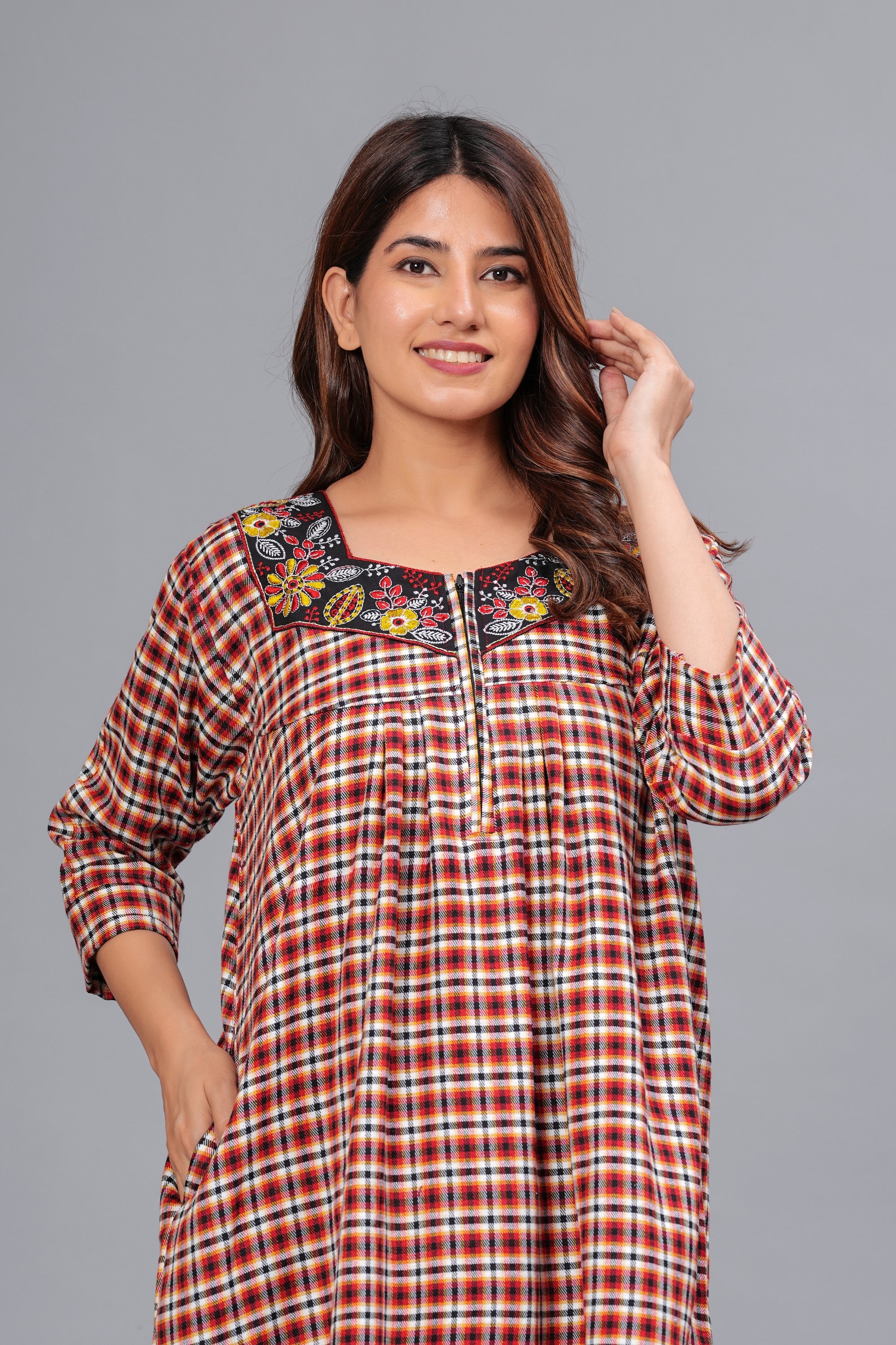 Cotswool Nightgown for Women | Winter Maxi Nighty for Women | (Lightbrown, Free Size)