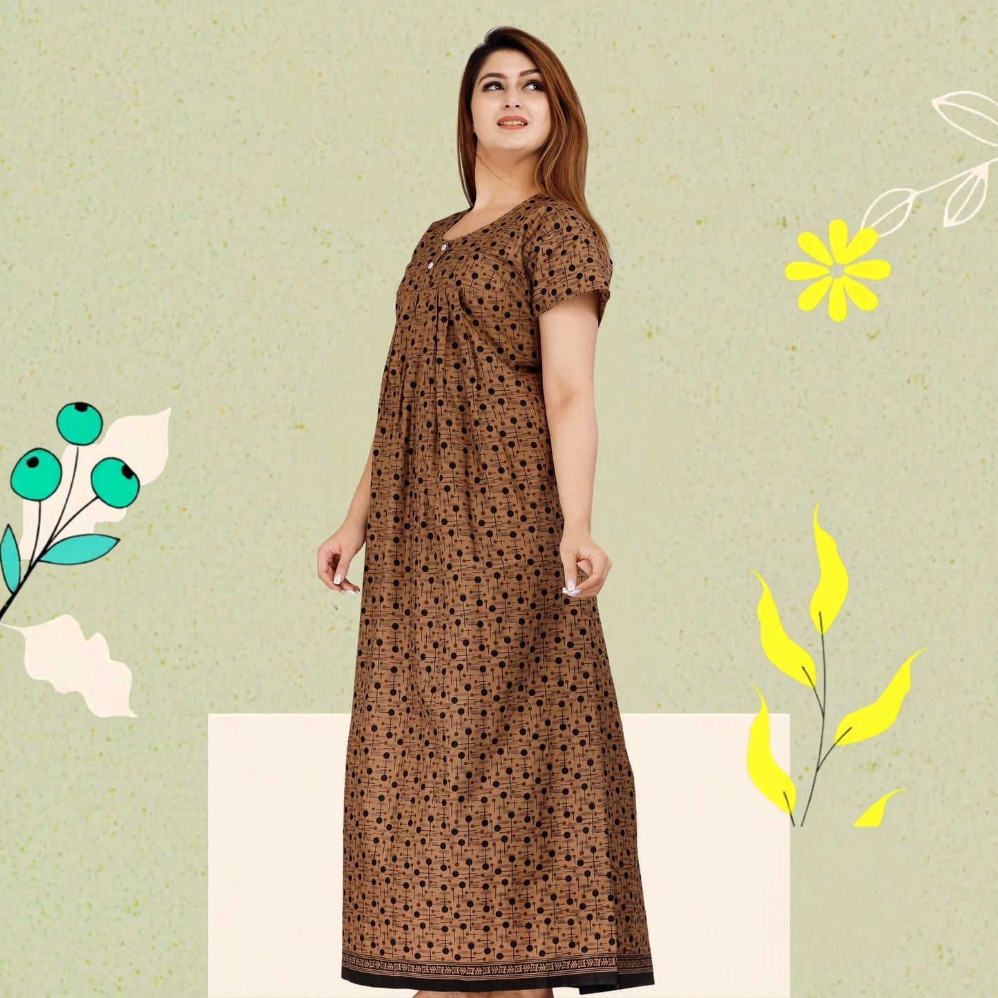 Women's Cotton Nightgown, Jaipuri Print,