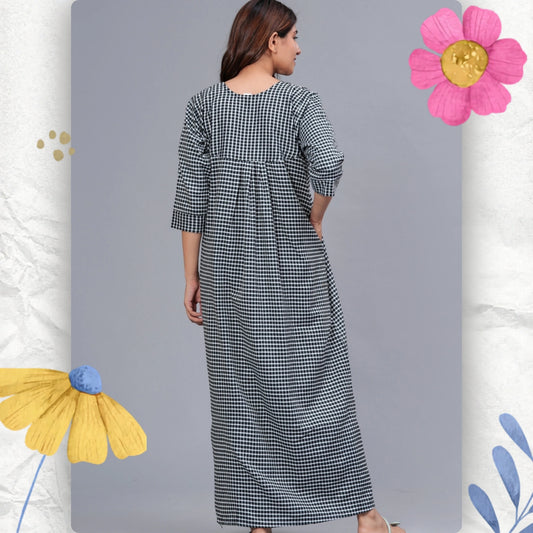 Women’s Cotswool Printed Nightdress | Full Length Elegant Lounge Wear