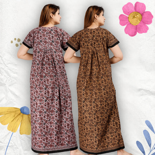 Women’s Cotton Jaipuri Nighty Combo Pack of 2