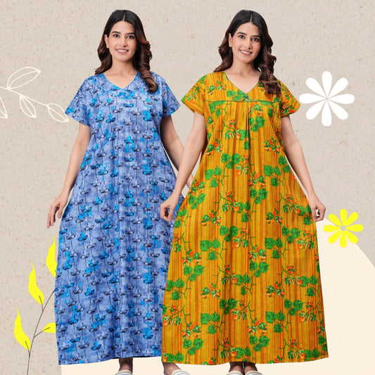 Women's Cotton Nighty Combo Pack of 2