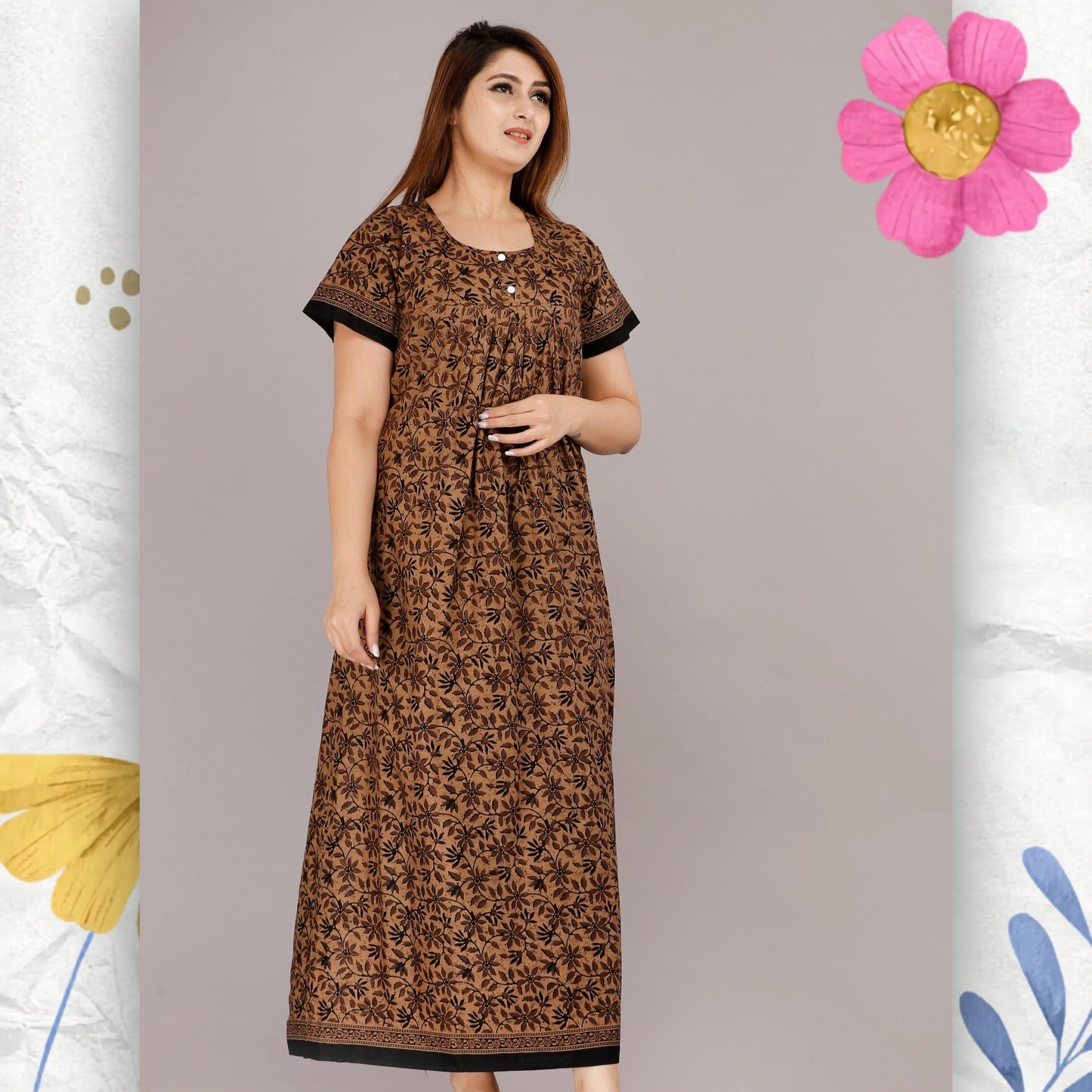 Women's Cotton Nightgown, Jaipuri Print