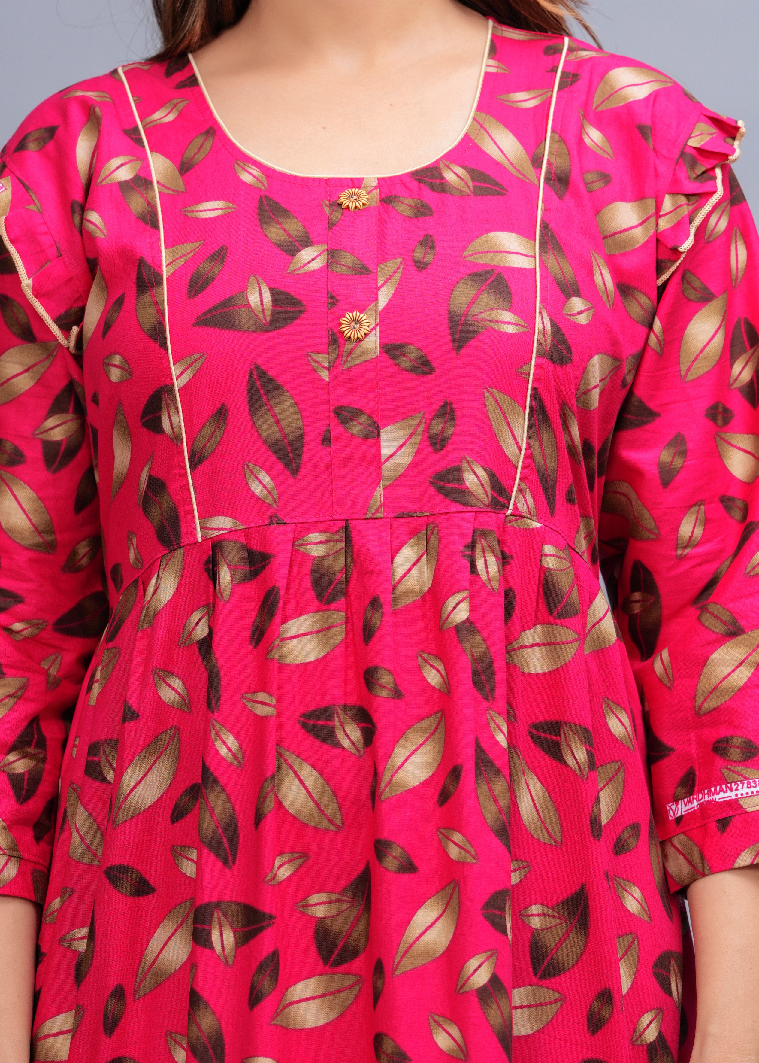 Women Cotton Full Sleeves Nightgown (Raani Pink, XL)