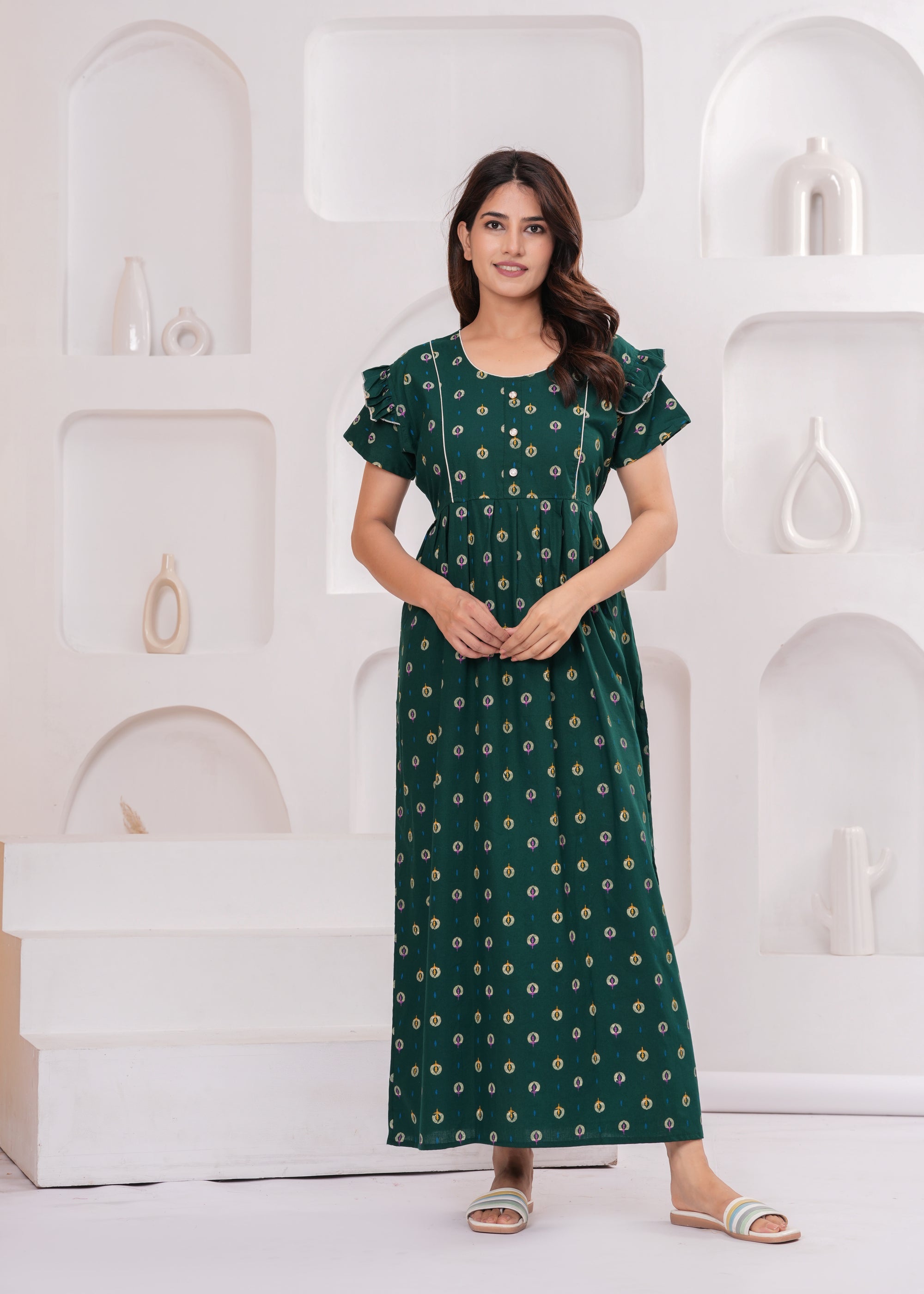 Frock Style Cotton Nightgown for Women