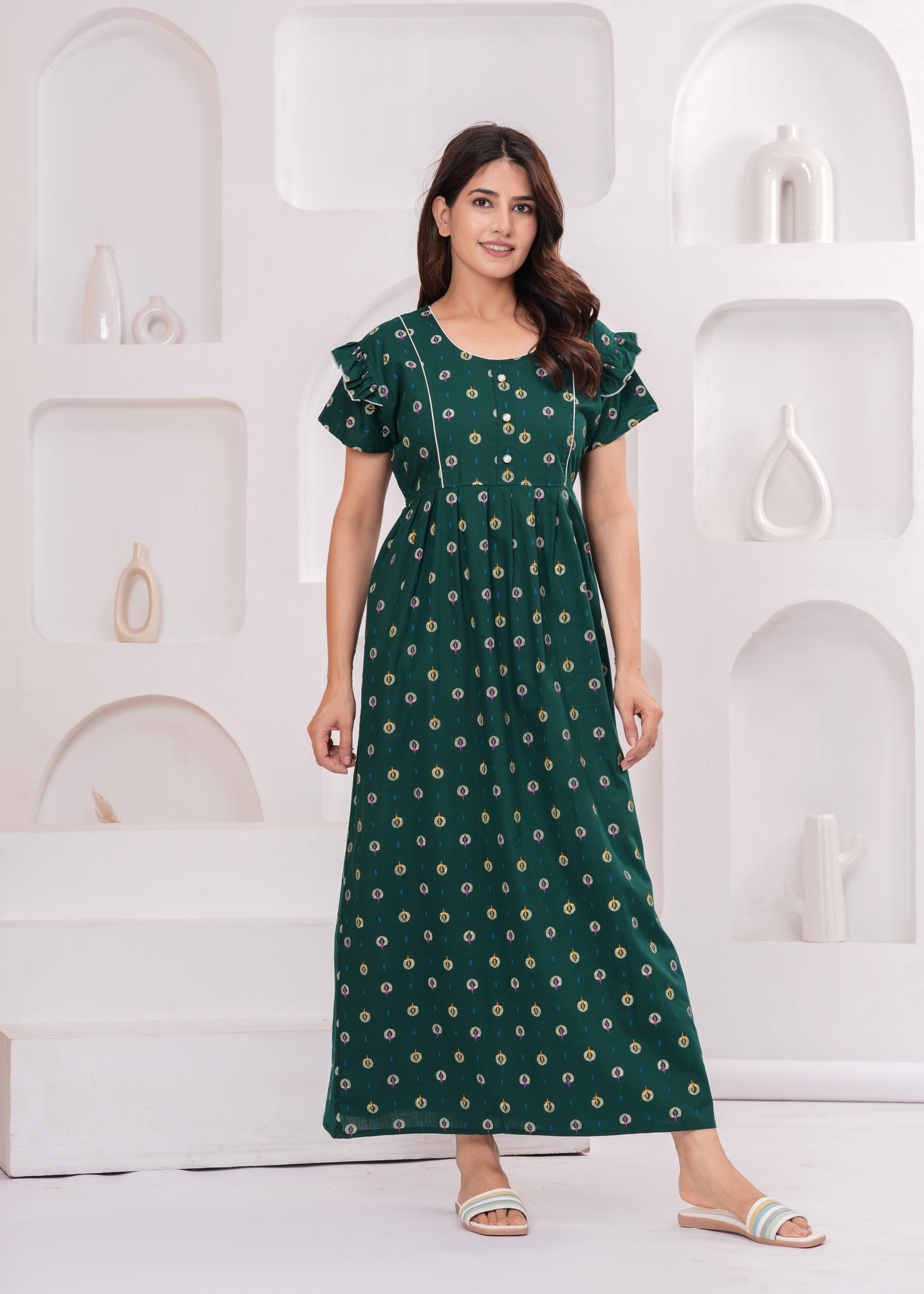 Frock Style Cotton Nightgown for Women