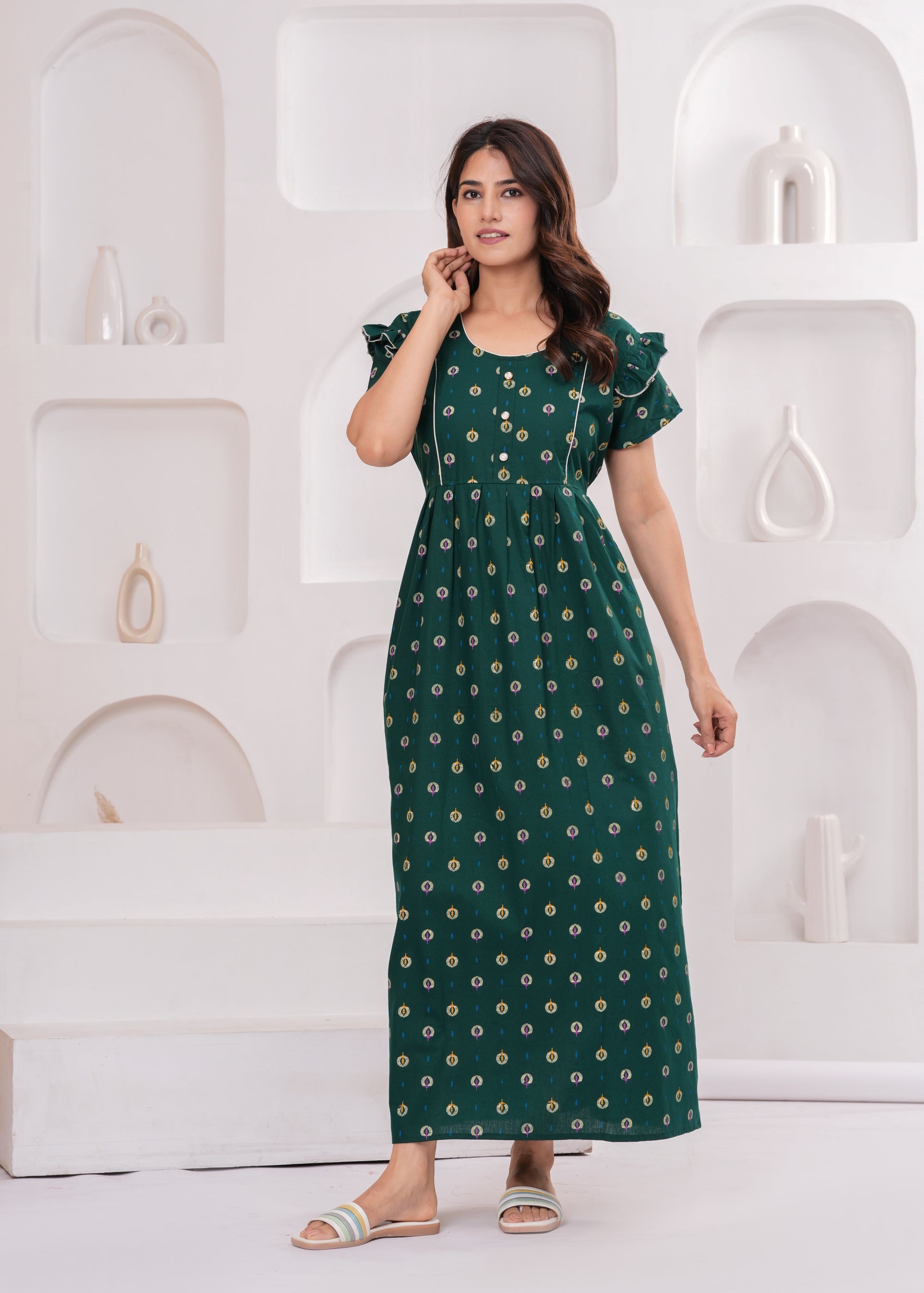 Frock Style Cotton Nightgown for Women