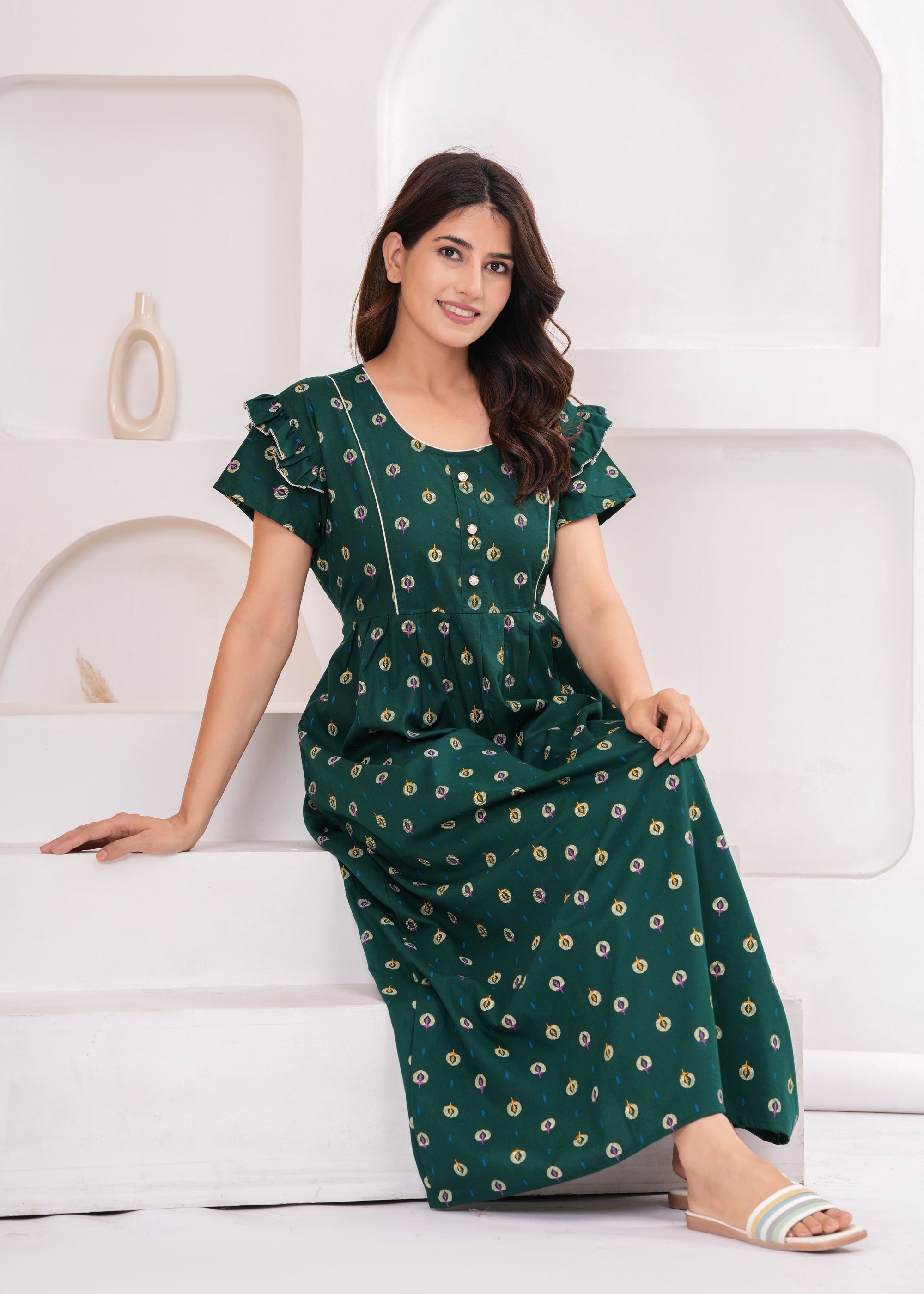 Frock Style Cotton Nightgown for Women