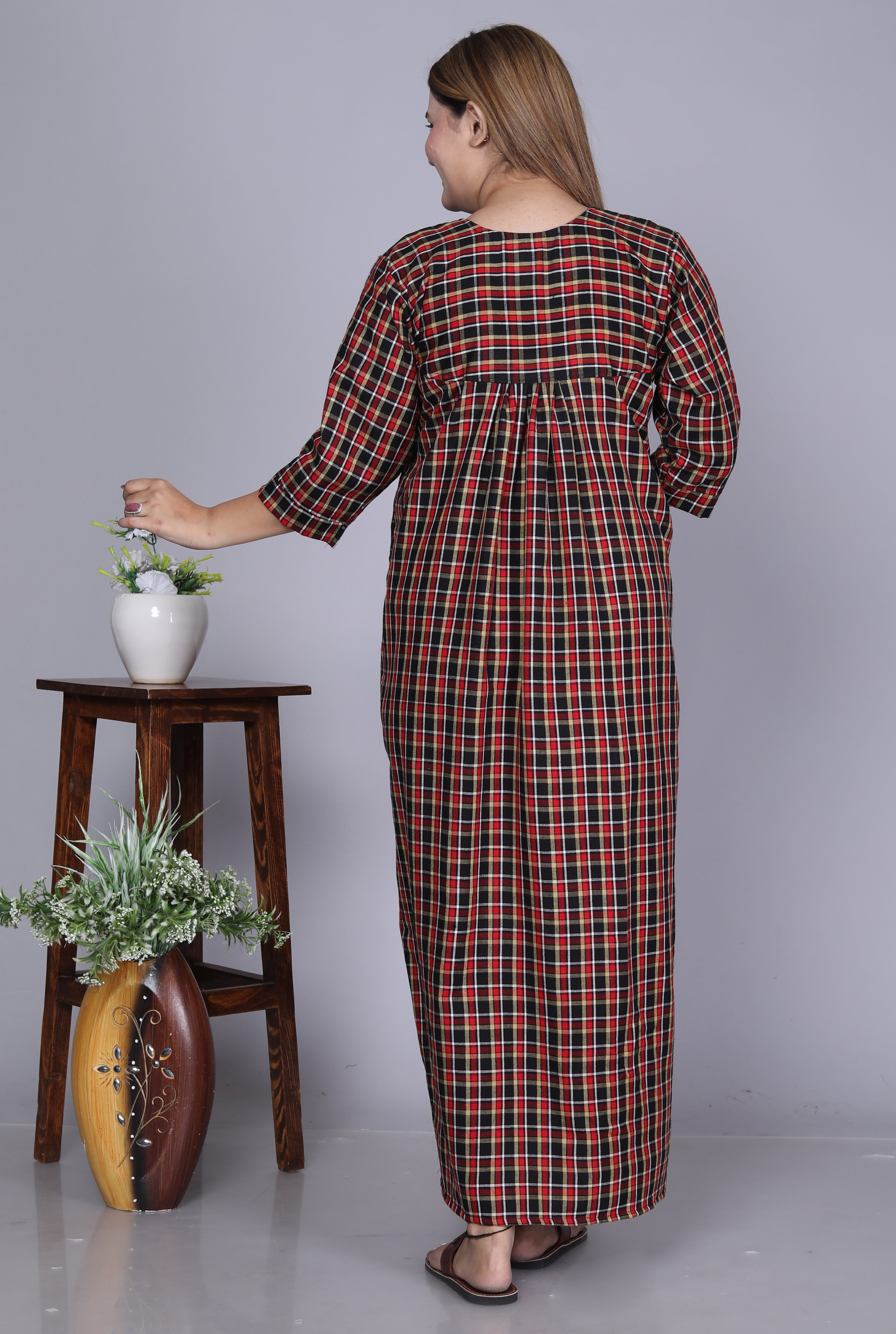 HARGUN NIGHT WEAR Cotswool Floor Length Nightgown for Women | Winter Nighty| (Darkbrown, Free Size)