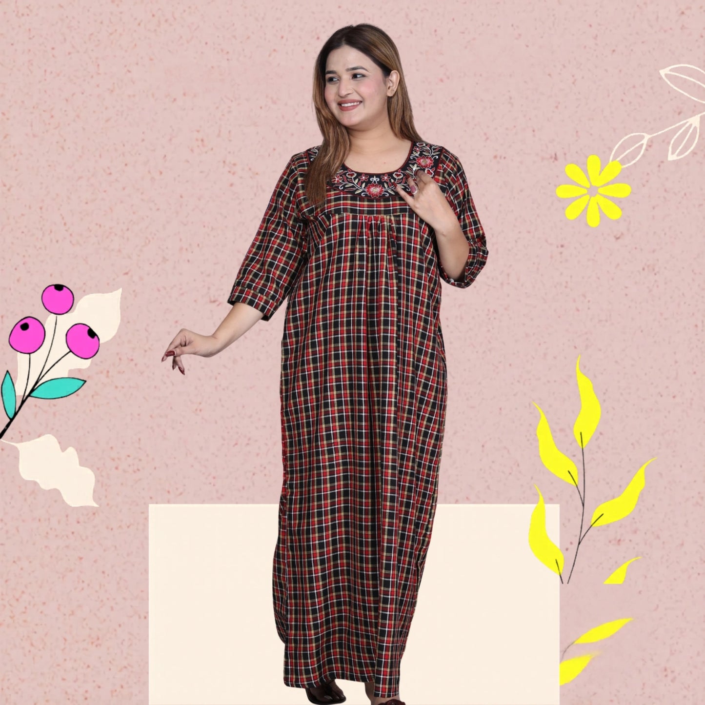 HARGUN NIGHT WEAR Cotswool Floor Length Nightgown