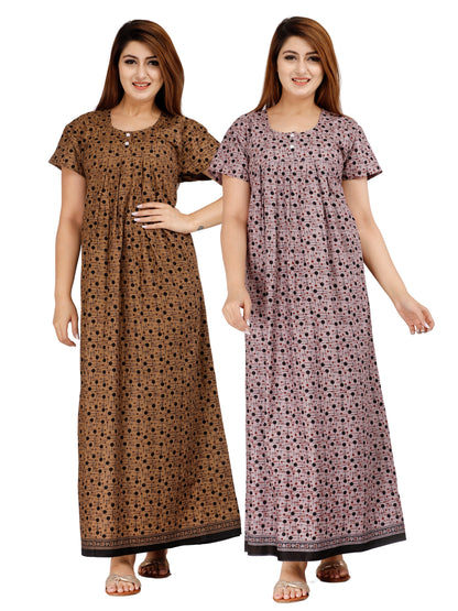 Women’s Cotton Jaipuri Nighty Combo Pack of 2