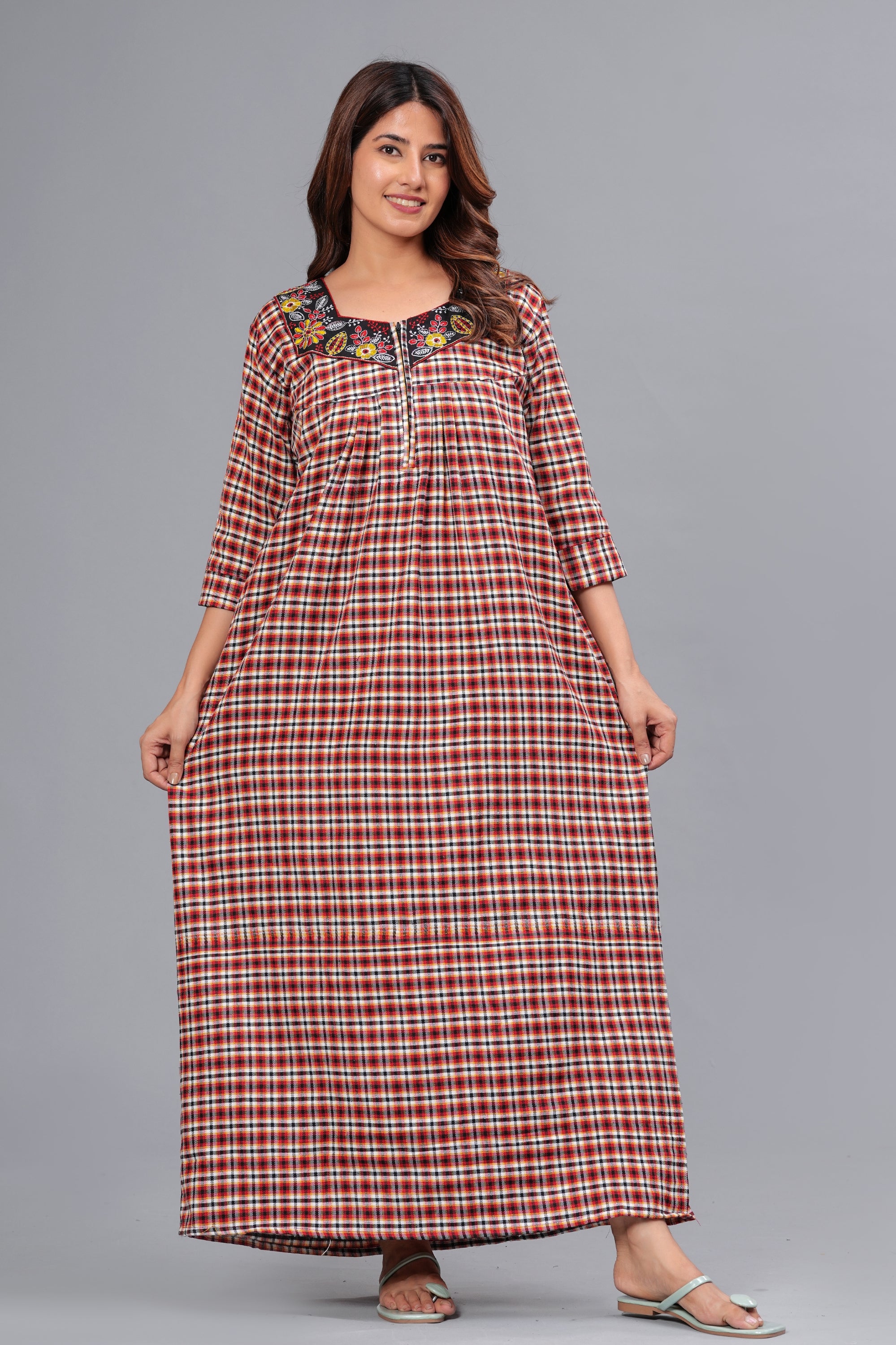 Cotswool Nightgown for Women | Winter Maxi Nighty for Women | (Lightbrown, Free Size)