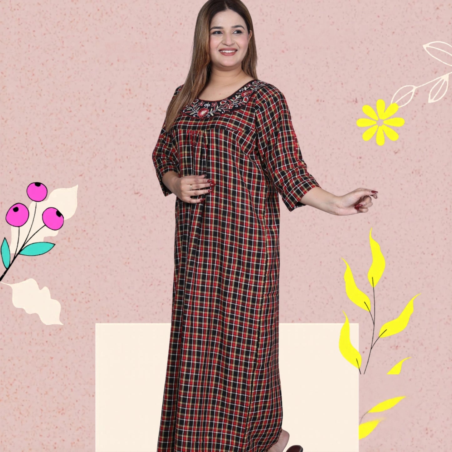 HARGUN NIGHT WEAR Cotswool Floor Length Nightgown
