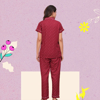 Rayon Polka Dot Night Suit Set