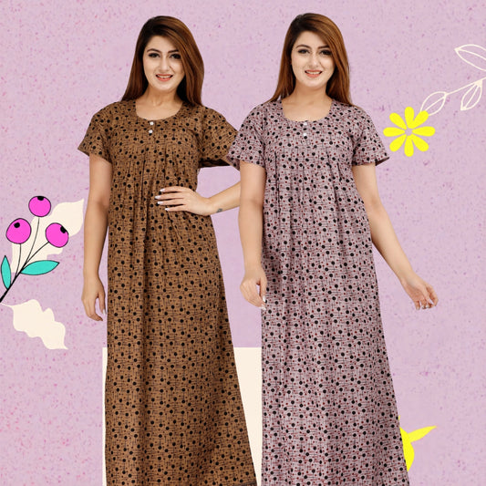 Women’s Cotton Jaipuri Nighty Combo Pack of 2