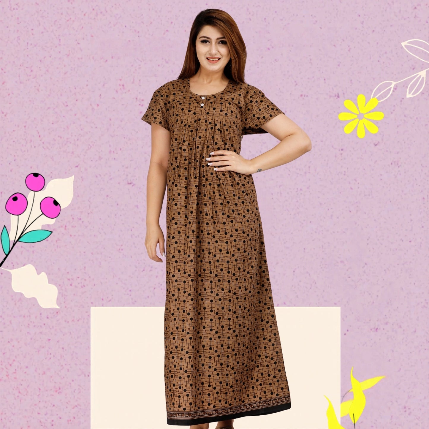 Women’s Cotton Jaipuri Nighty Combo Pack of 2