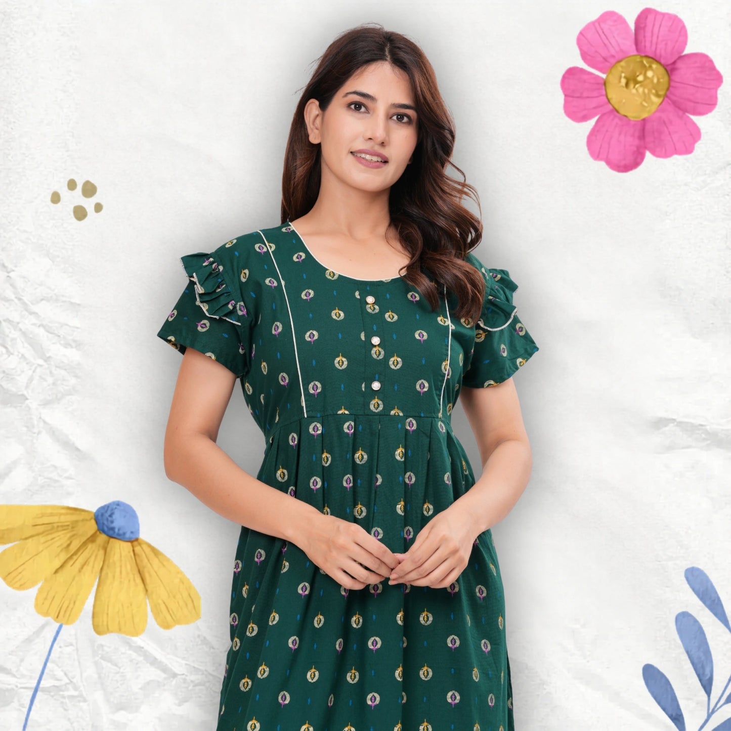 Frock Style Cotton Nightgown for Women