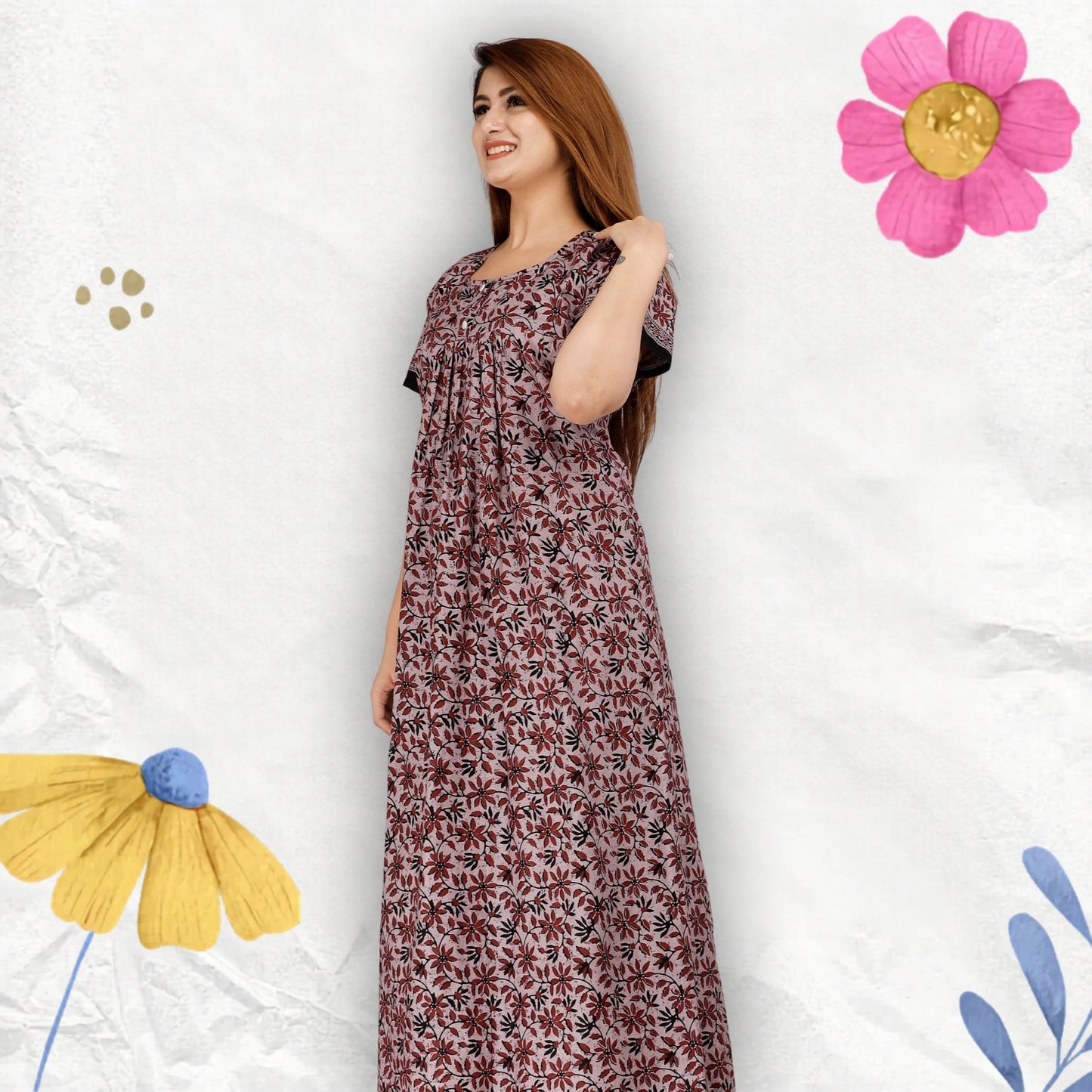 Women’s Cotton Jaipuri Nighty Combo Pack of 2