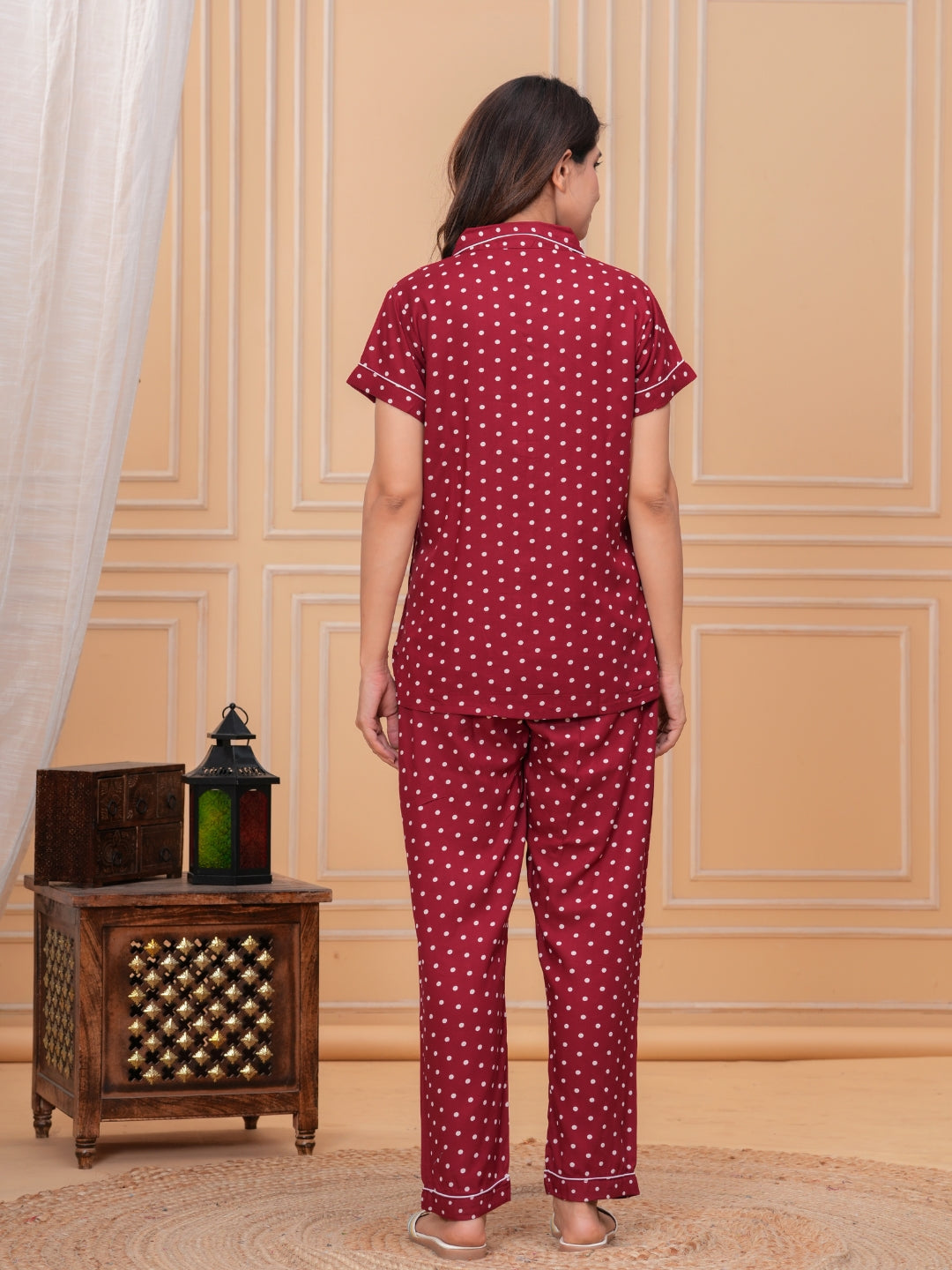 Rayon Polka Dot Night Suit Set