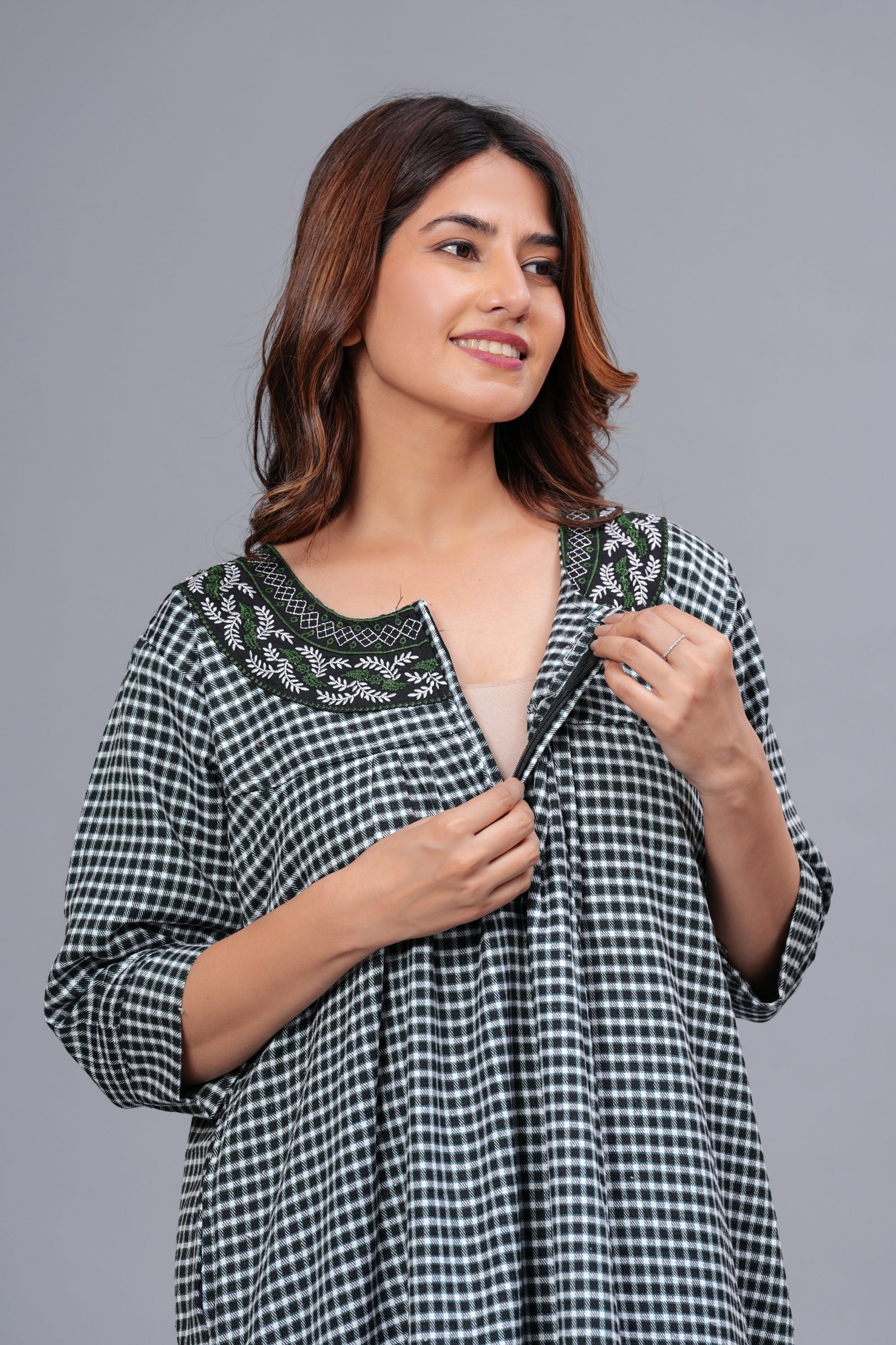 Cotswool Nightgown for Women | Winter Nighty for Women | (Green, Free Size)