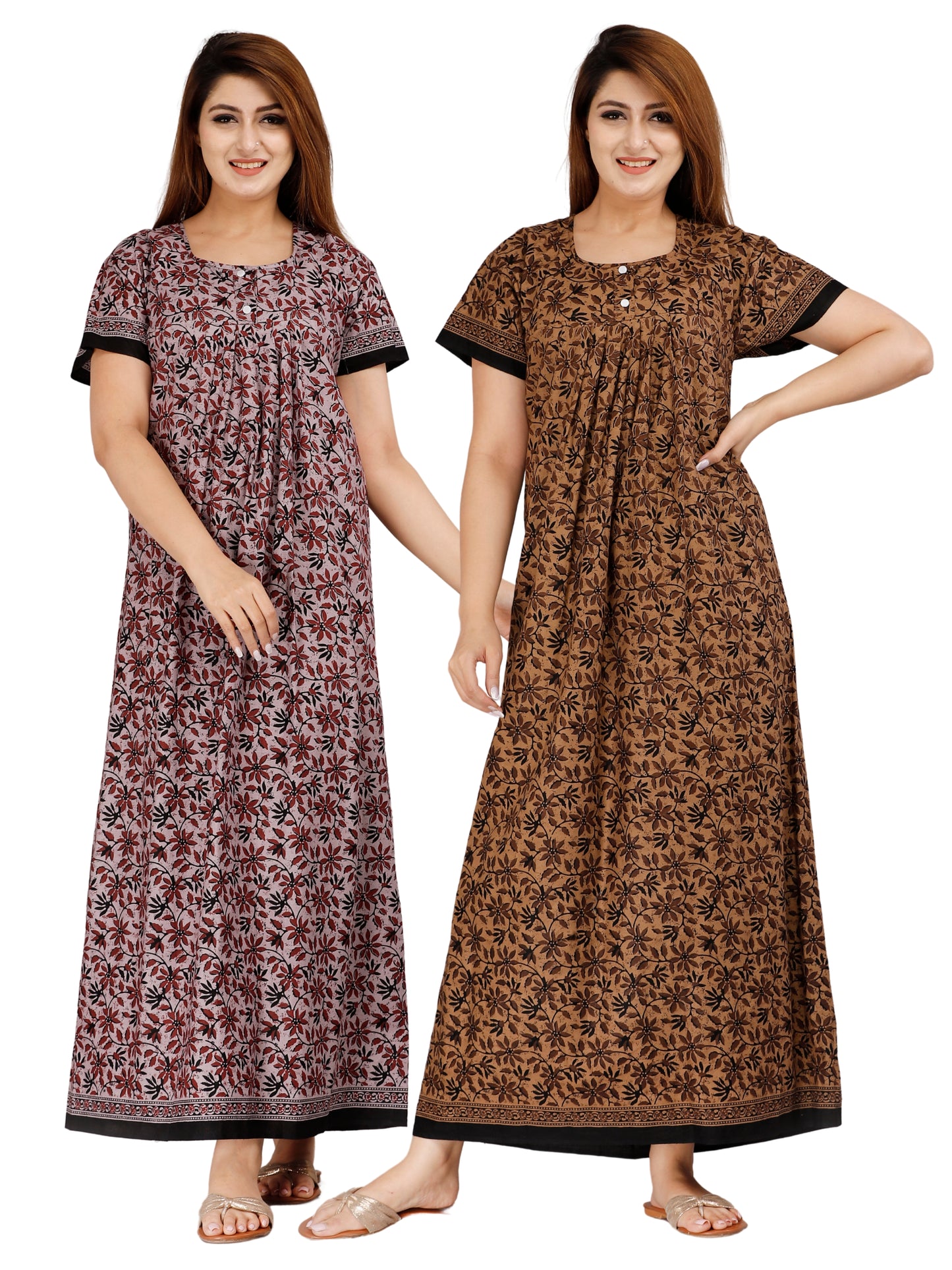 Women’s Cotton Jaipuri Nighty Combo Pack of 2