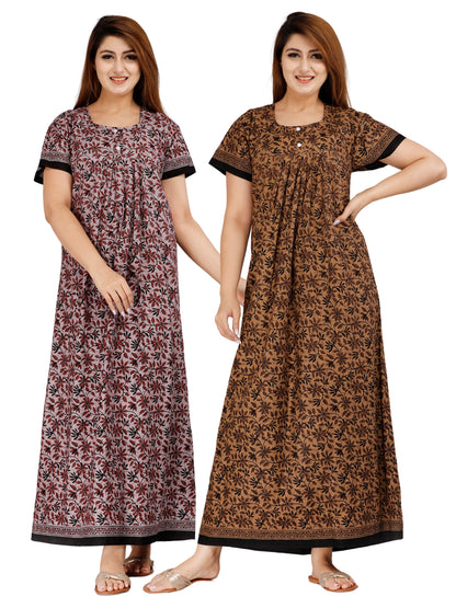 Women’s Cotton Jaipuri Nighty Combo Pack of 2