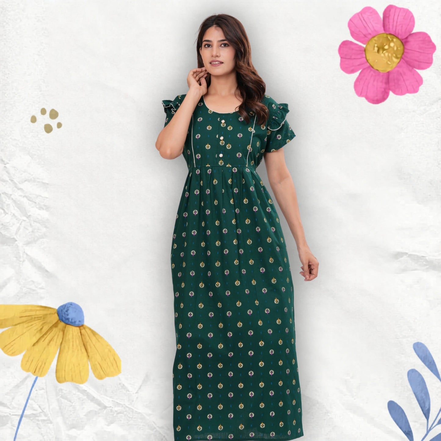 Frock Style Cotton Nightgown for Women