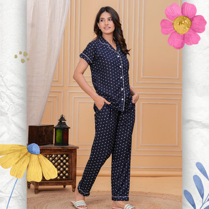 Rayon Polka Dot Night Suit Set