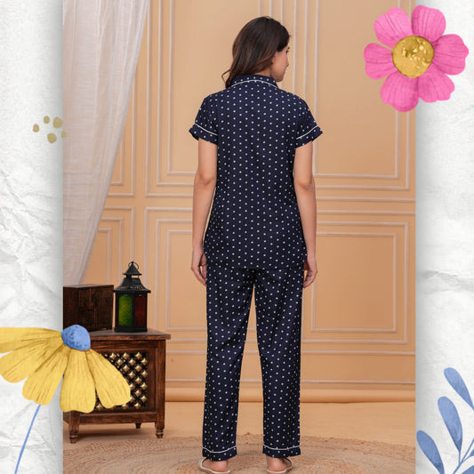 Rayon Polka Dot Night Suit Set