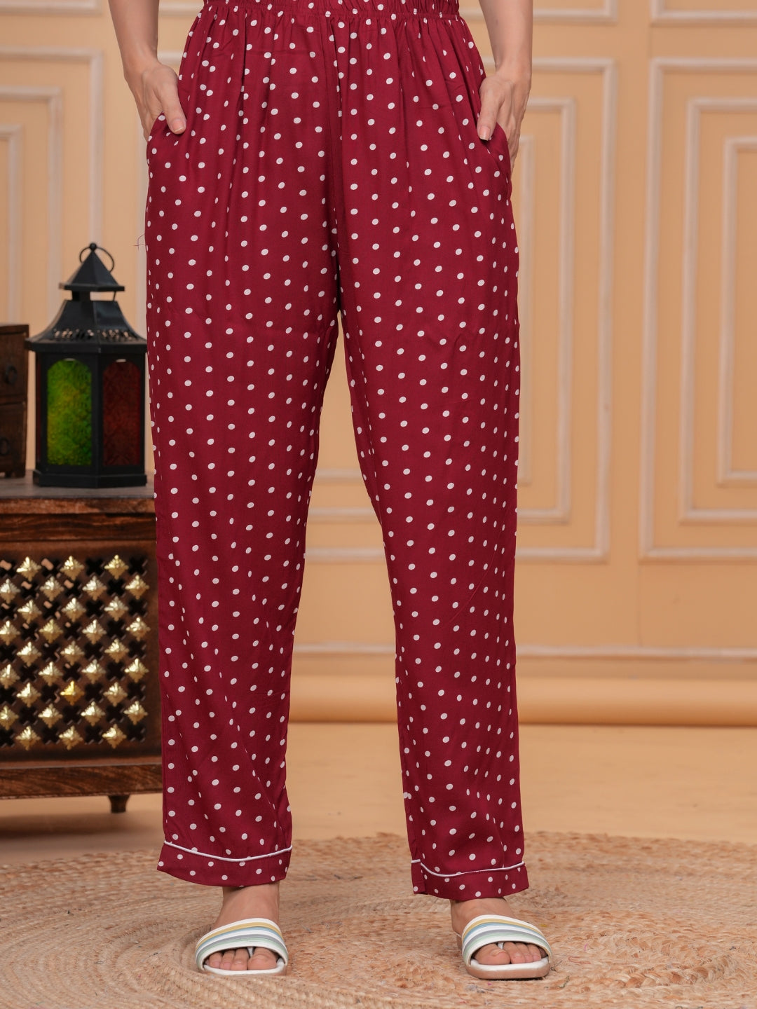 Rayon Polka Dot Night Suit Set