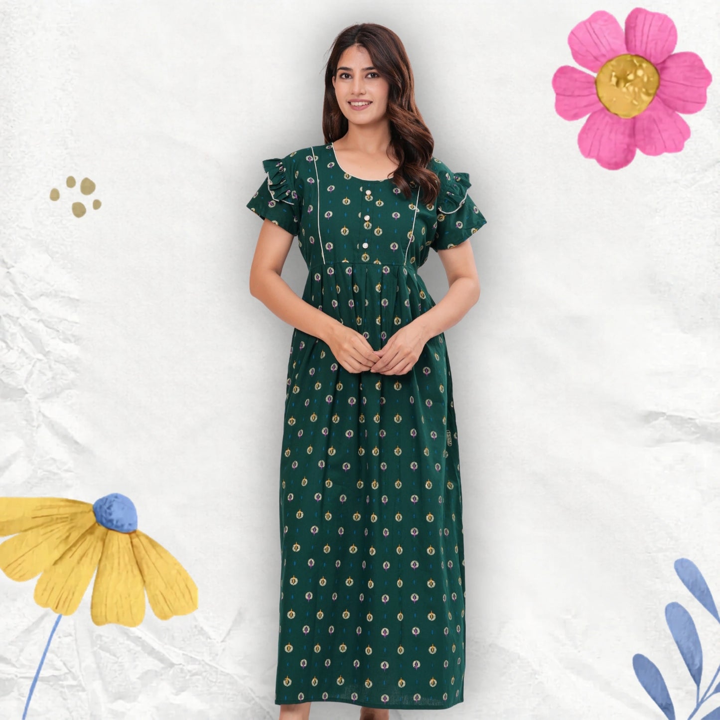 Frock Style Cotton Nightgown for Women