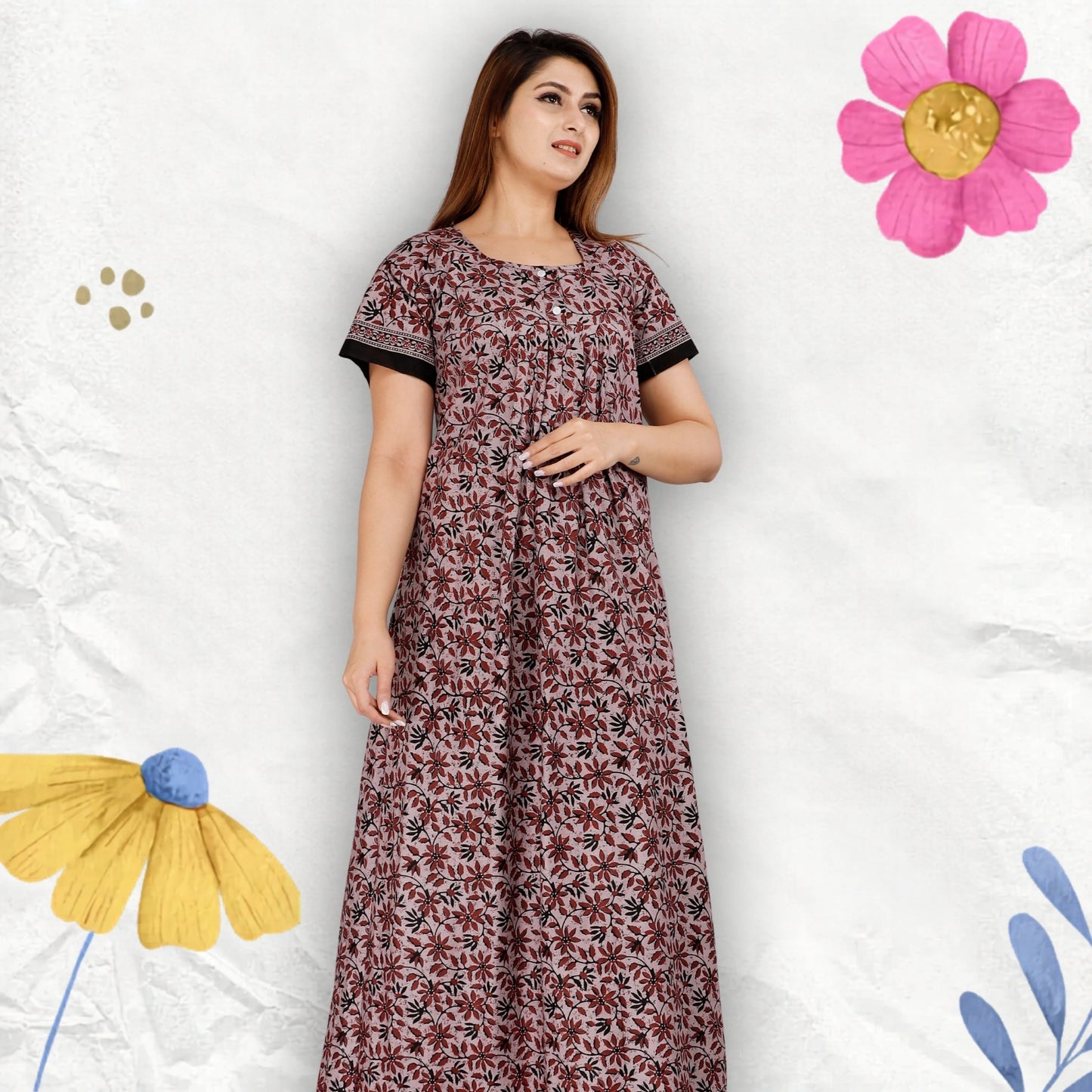 Women’s Cotton Jaipuri Nighty Combo Pack of 2