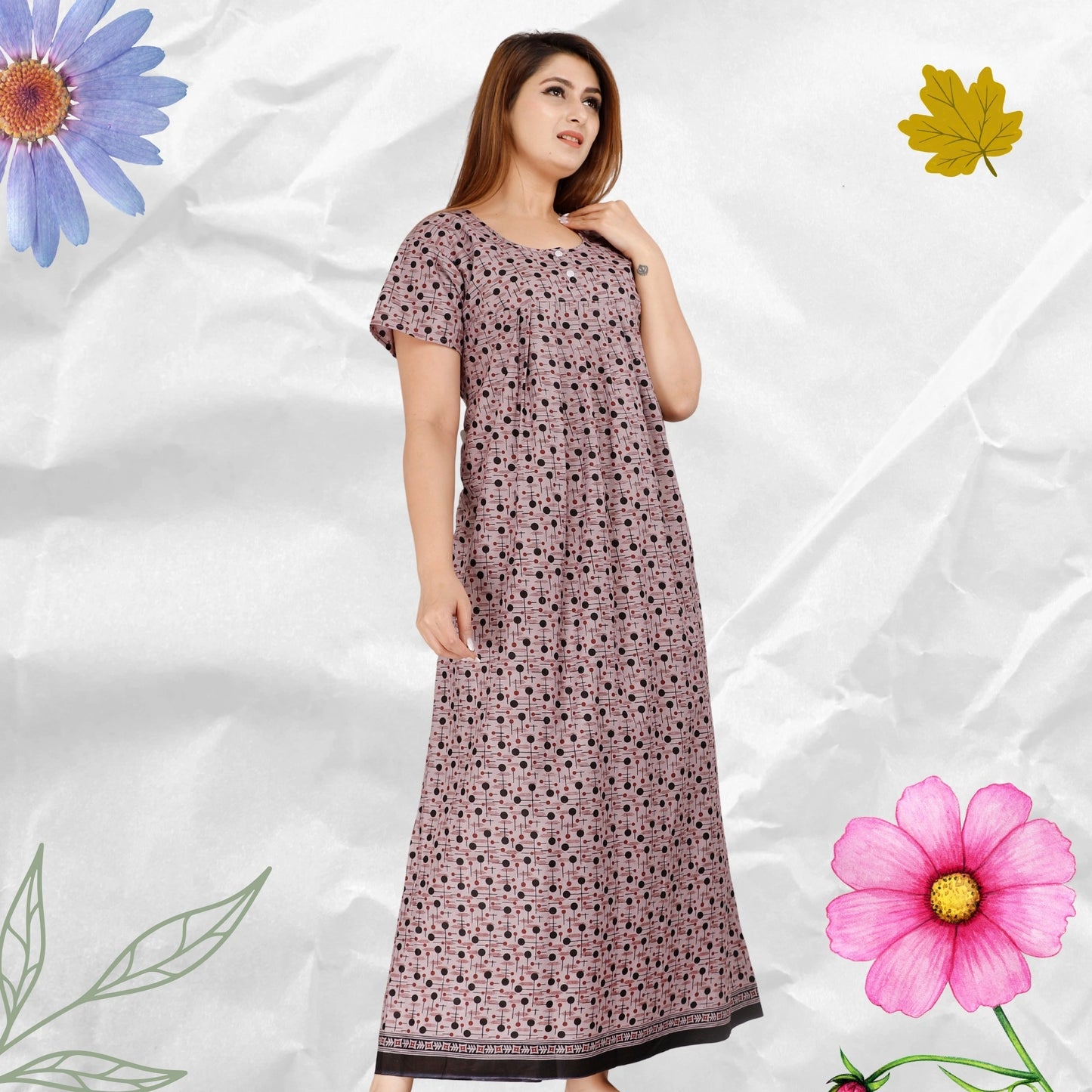 Women's Cotton Nightgown, Jaipuri Print