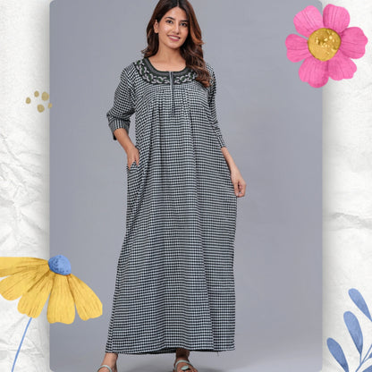 Women’s Cotswool Printed Nightdress | Full Length Elegant Lounge Wear