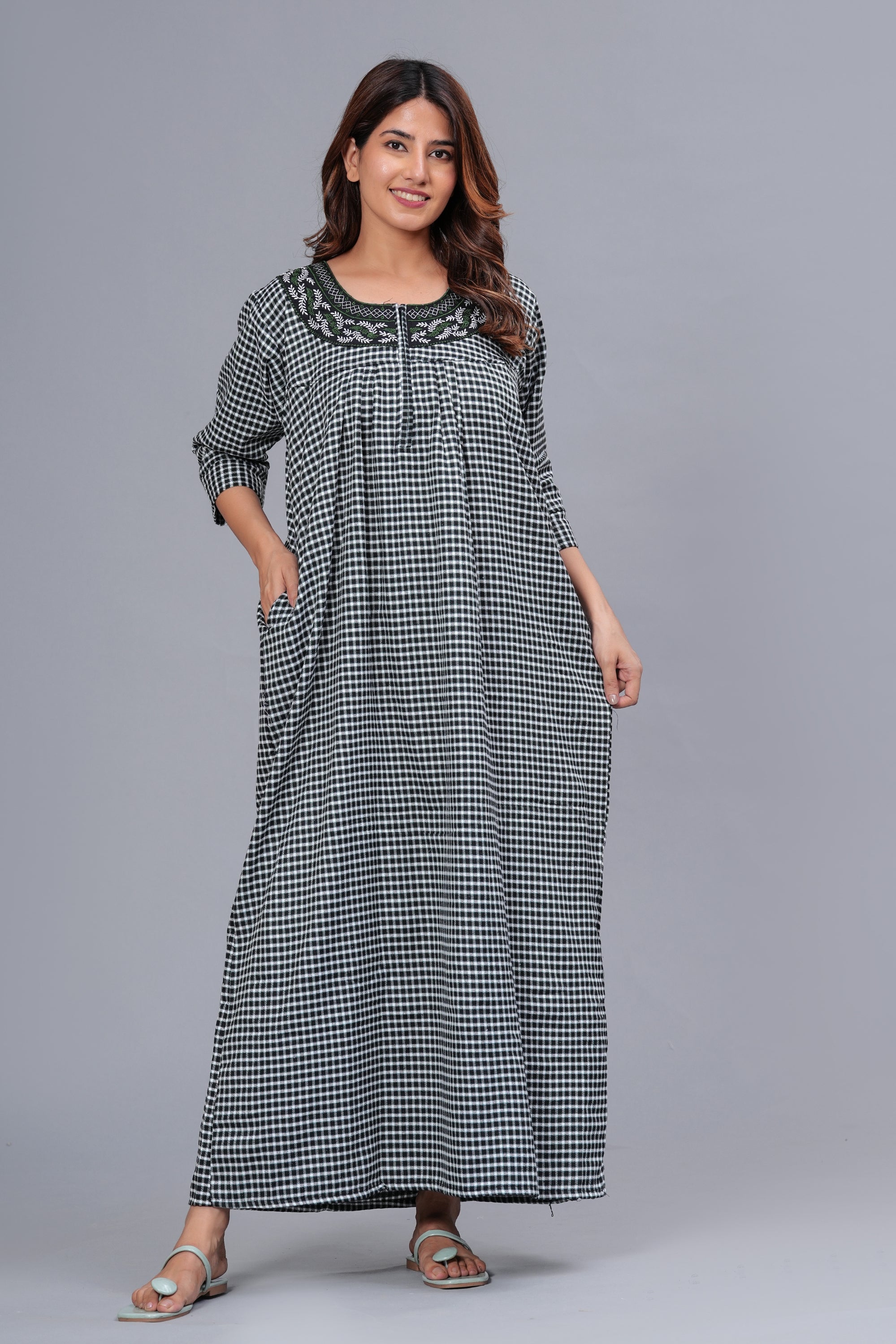Cotswool Nightgown for Women | Winter Nighty for Women | (Green, Free Size)