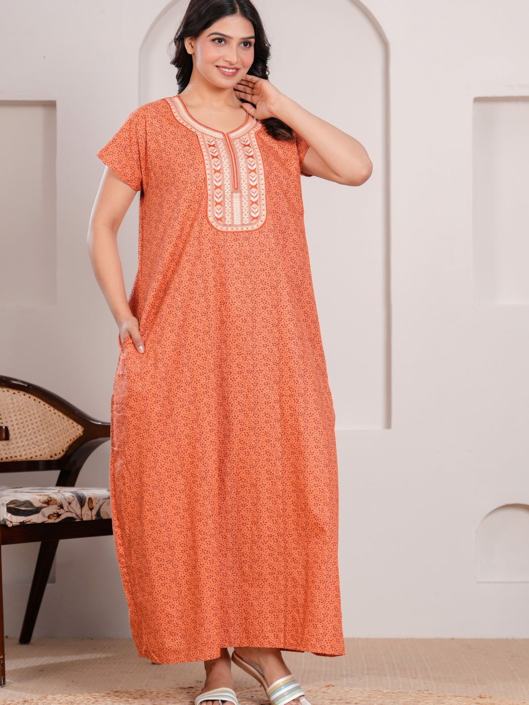 Nightgown for Women(Tangerine Orange)