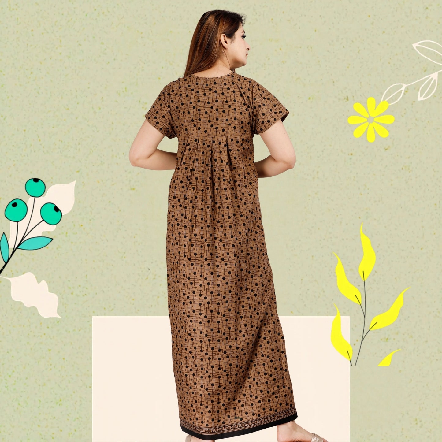 Women's Cotton Nightgown, Jaipuri Print,