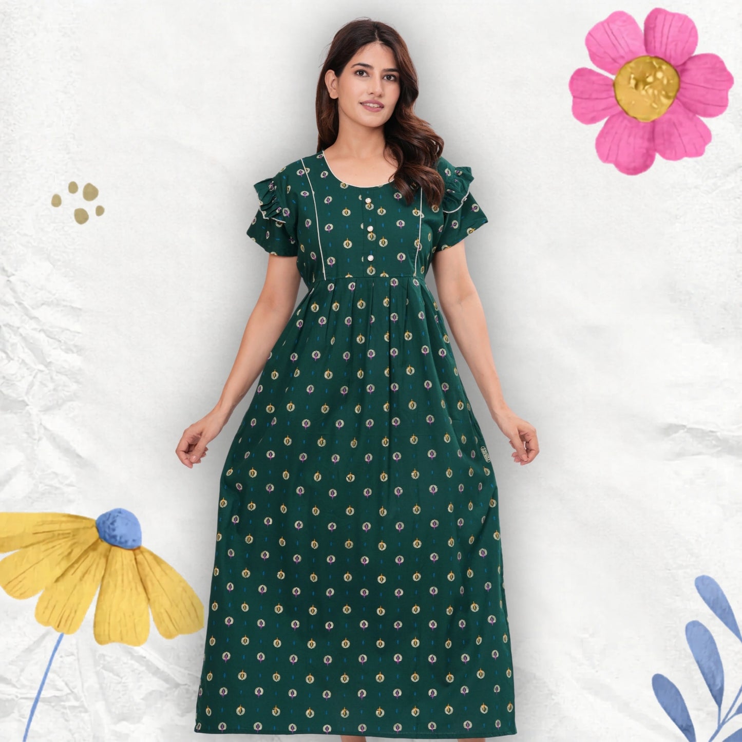 Frock Style Cotton Nightgown for Women