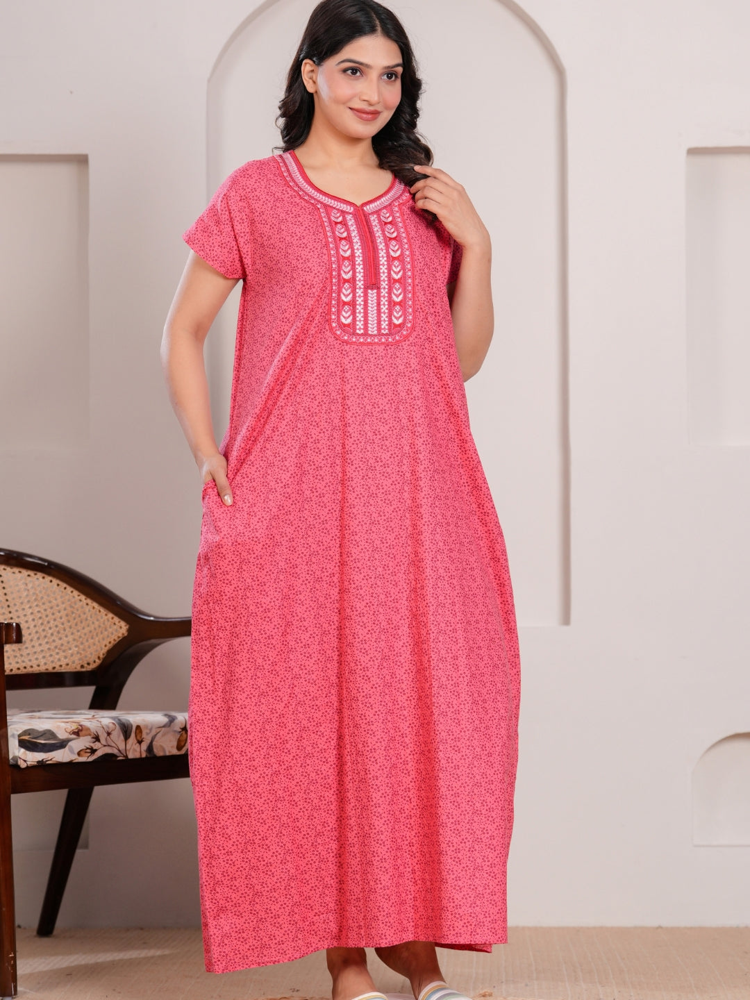 Nightgown for Women,(MEGENTA Pink)