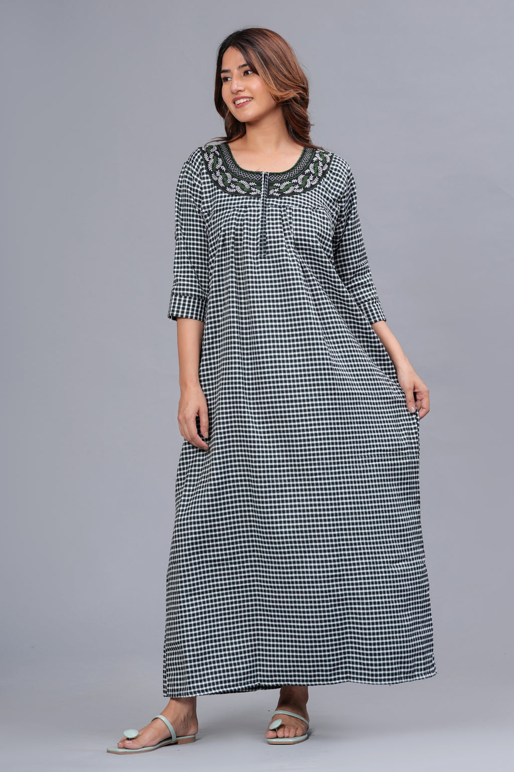 Cotswool Nightgown for Women | Winter Nighty for Women | (Green, Free Size)