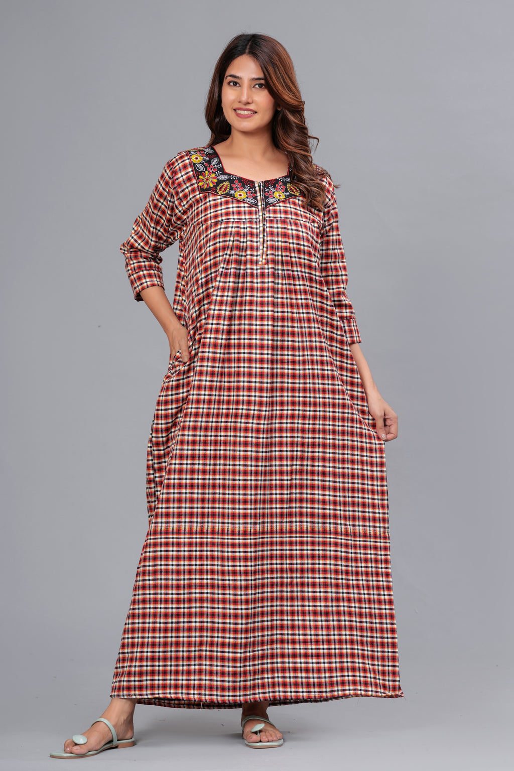 Cotswool Nightgown for Women | Winter Maxi Nighty for Women | (Lightbrown, Free Size)
