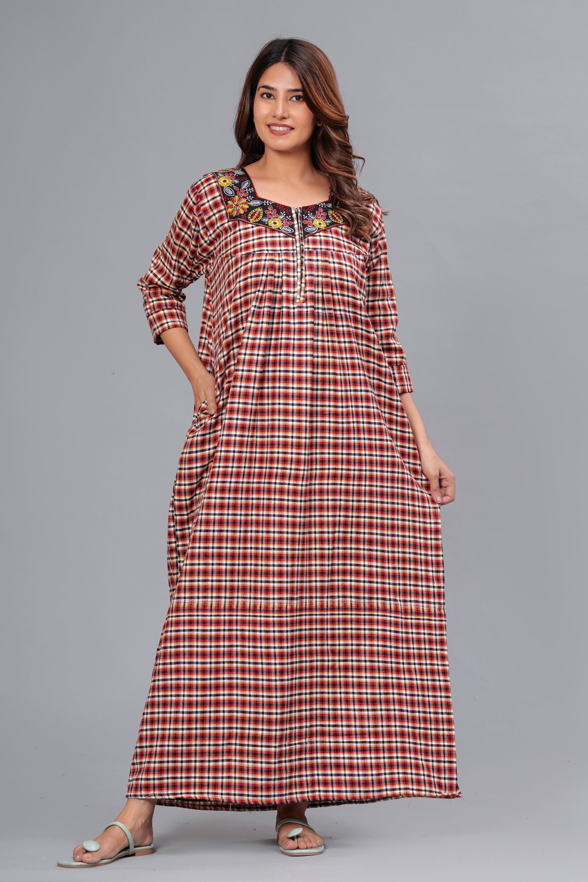 Cotswool Nightgown for Women | Winter Maxi Nighty for Women | (Lightbrown, Free Size)