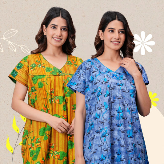 Women's Cotton Nighty Combo Pack of 2