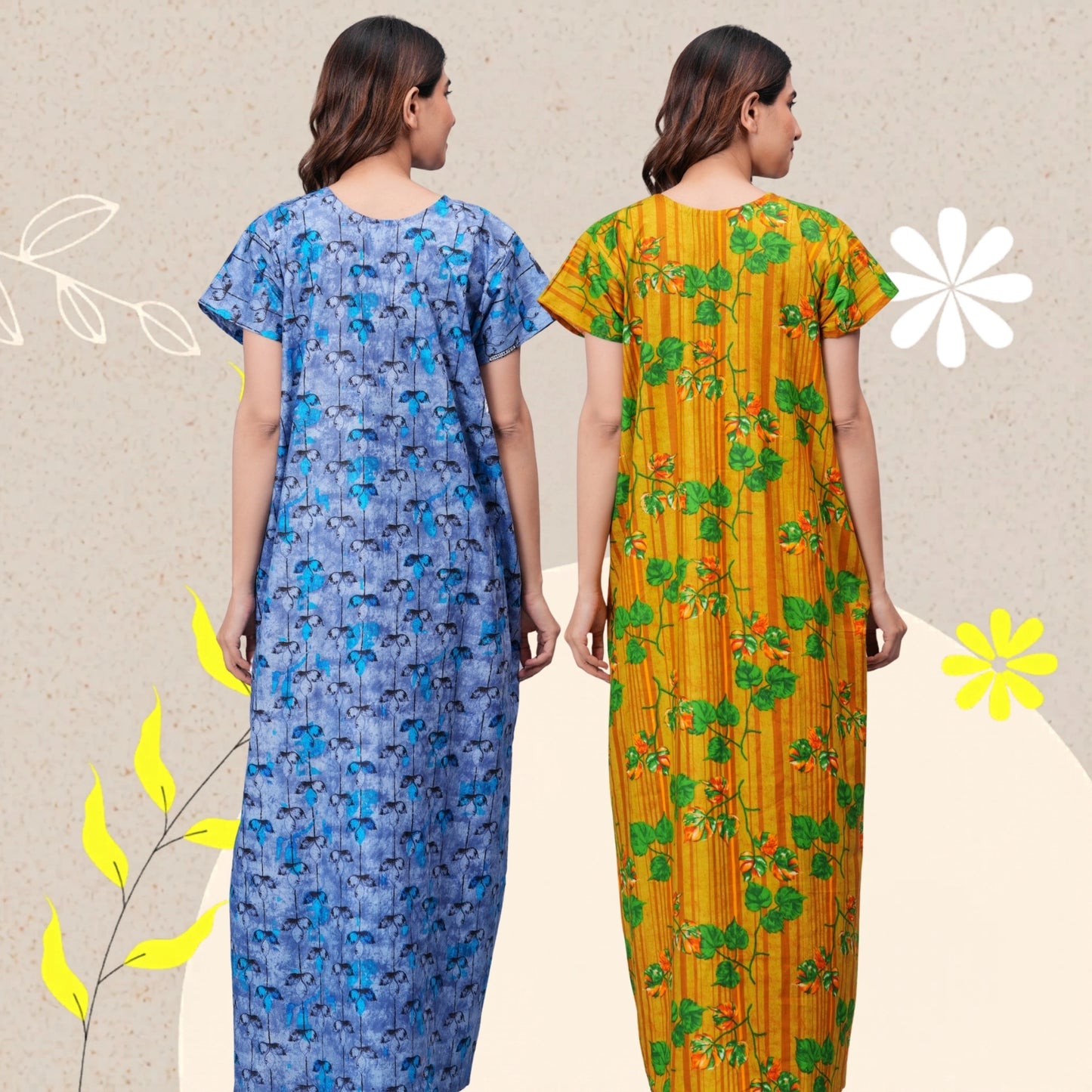 Women's Cotton Nighty Combo Pack of 2