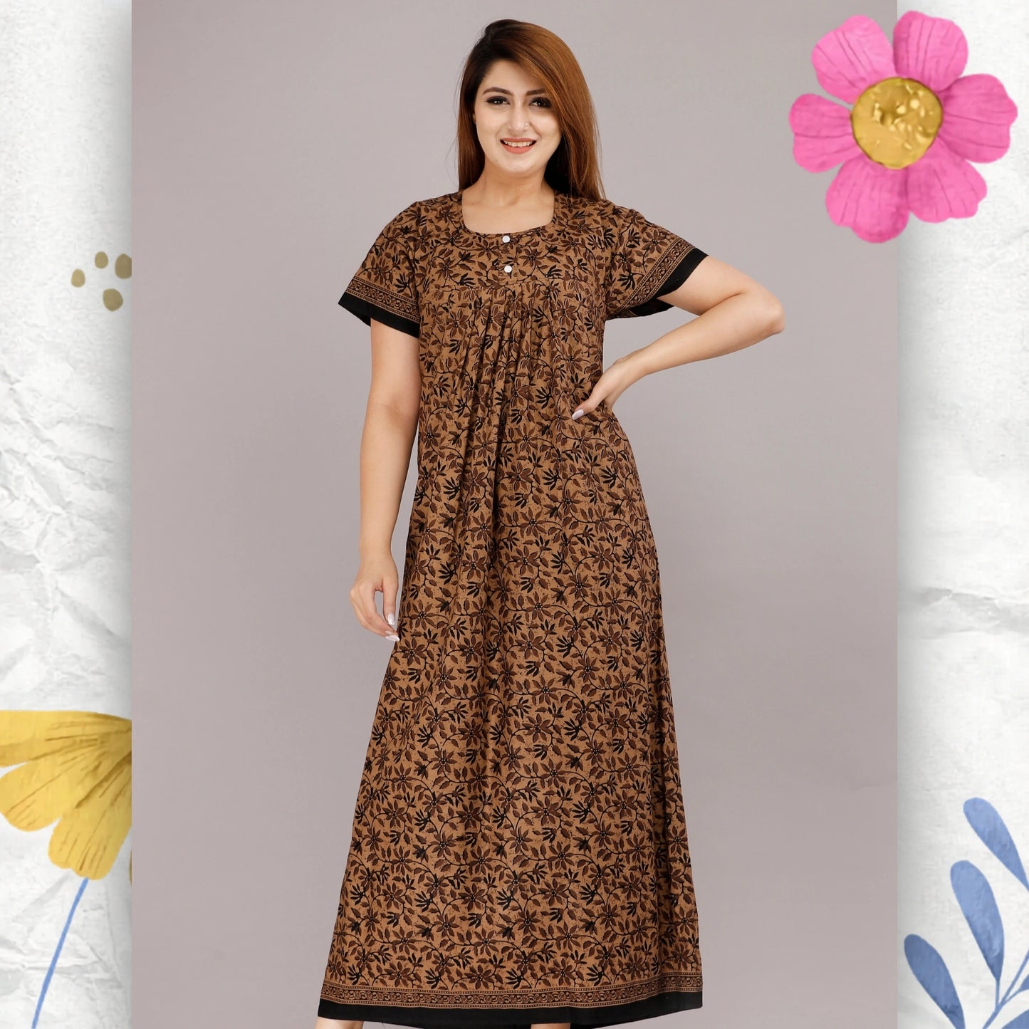 Women's Cotton Nightgown, Jaipuri Print